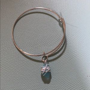 Alex & Ani Like Bracelet with blue sea glass